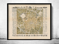 Old Map of Milan Milano 1871  Italy  | Vintage Poster Wall Art Print |