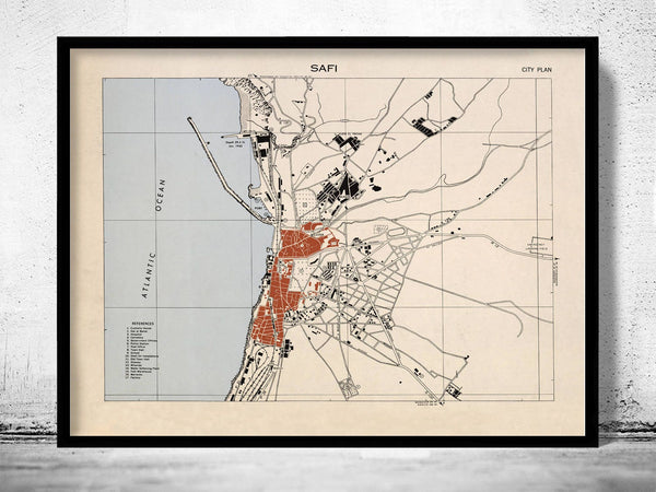 Old Map of Safi Morocco Vintage Map  | Vintage Poster Wall Art Print |