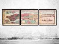 Old Map of New York 1867 Manhattan (3 PIECES)  | Vintage Poster Wall Art Print |