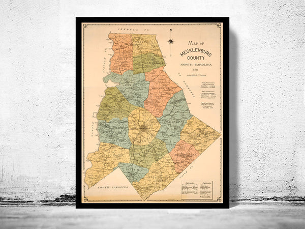 Old Map of Mecklenburg County North Carolina 1911