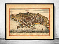 Old Map of Napoli Naples 1705 City Map  | Vintage Poster Wall Art Print |