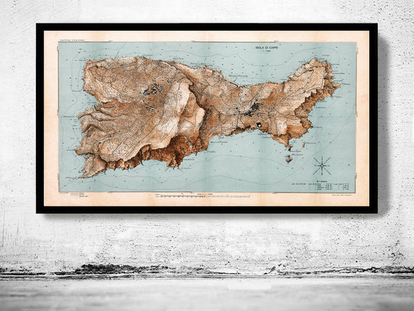 Old Map of Capri Italy  | Vintage Poster Wall Art Print |