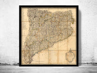 Old Map of Cataluña Catalunya Old Catalonia map 1816  | Vintage Poster Wall Art Print |