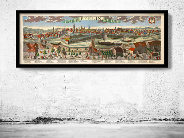 Old Panoramic View of Berlin, Germany 1761  | Vintage Poster Wall Art Print |