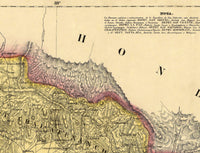 Old Map of El Salvador Honduras 1839  | Vintage Poster Wall Art Print |