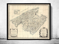 Old Map of mallorca maiorca majorca 1814  | Vintage Poster Wall Art Print |