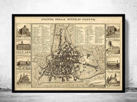 Old Map of Padua Padova Italy 1840  | Vintage Poster Wall Art Print |