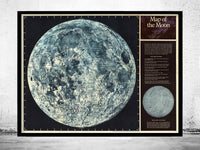 Old Map of The Moon - fine reproduction  | Vintage Poster Wall Art Print |