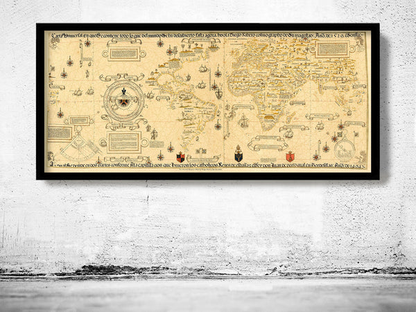 Antique World Map 1529 Old Map of the World  | Vintage Poster Wall Art Print | Vintage World Map