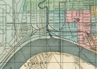 Old Map of Cincinnati and Suburbs Covington and NewPort 1880 Vintage Map | Vintage Poster Wall Art Print |