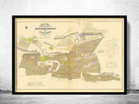 Old Map Johannesburg South Africa 1896  | Vintage Poster Wall Art Print |