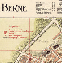 Old Map of Bern Berne 1910 Switzerland Suisse Vintage Map  | Vintage Poster Wall Art Print |