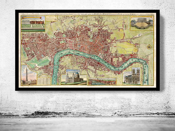 Old Map of London Map 1800 Vintage Map of London | Vintage Poster Wall Art Print |