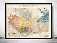 Old Map of Barcelona, Spain Cataluña 1910 Vintage map Barcelona  | Vintage Poster Wall Art Print |