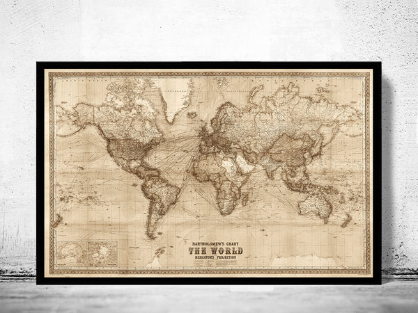 Old World Map Vintage Atlas 1914 Mercator projection SEPIA  | Vintage Poster Wall Art Print | Vintage Map of the World