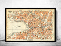 Old Map of Zurich, Switzerland 1913 Vintage Map | Vintage Poster Wall Art Print |