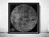 Old Map of The Moon 1894  | Vintage Poster Wall Art Print |