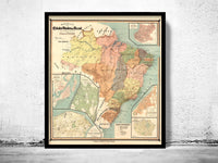 Old Map Brasil 1921 Mapa do Brasil Vintage Map | Vintage Poster Wall Art Print |