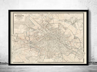 Old Map of Berlin Germany 1894 Vintage Map  | Vintage Poster Wall Art Print |