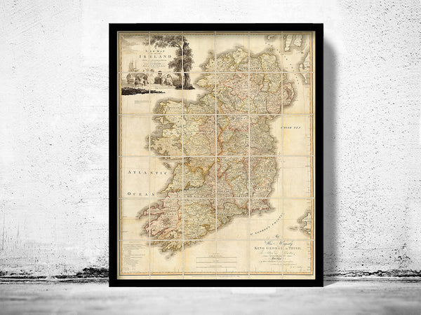 Vintage Map of Ireland 1797 Beautiful Antique map of Ireland  | Vintage Poster Wall Art Print |