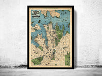 Old Map of Sydney Australia 1922 Vintage map  | Vintage Poster Wall Art Print |