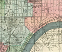 Old Map of Cincinnati and Suburbs Covington and NewPort 1880 Vintage Map | Vintage Poster Wall Art Print |