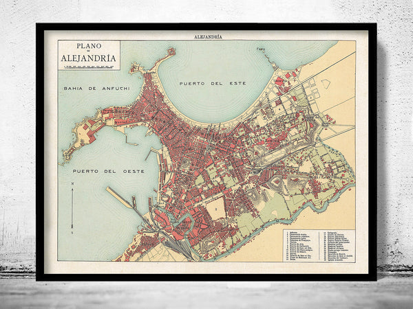 Old map of Alexandria Egypt 1900 Vintage Map  | Vintage Poster Wall Art Print |