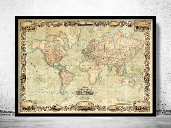Vintage World Map 1787 Mercator projection Antique Map of the World | Vintage Poster Wall Art Print | Vintage World Map