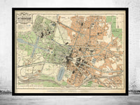 Old Map of Versailles  France 1927  | Vintage Poster Wall Art Print |