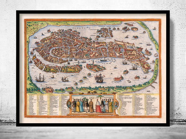 Old Map of Venice 1756 Venetia Vintage Map  | Vintage Poster Wall Art Print |