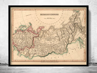 Old Map of Russia Russian Empire 1808  | Vintage Poster Wall Art Print |