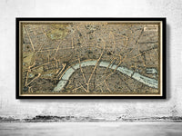 Old Map of London 1892 Birdseye View London Vintage Map | Vintage Poster Wall Art Print |