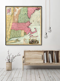 Old Map of Eastern United States 1774 New England Old Map  | Vintage Poster Wall Art Print |