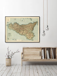 Old Map of Sicily Sicilia Italy 1891 Vintage Map | Vintage Poster Wall Art Print |