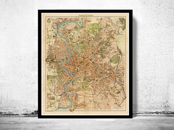 Vintage Map of Rome Roma Italy 1930 Antique map of Rome | Vintage Poster Wall Art Print |