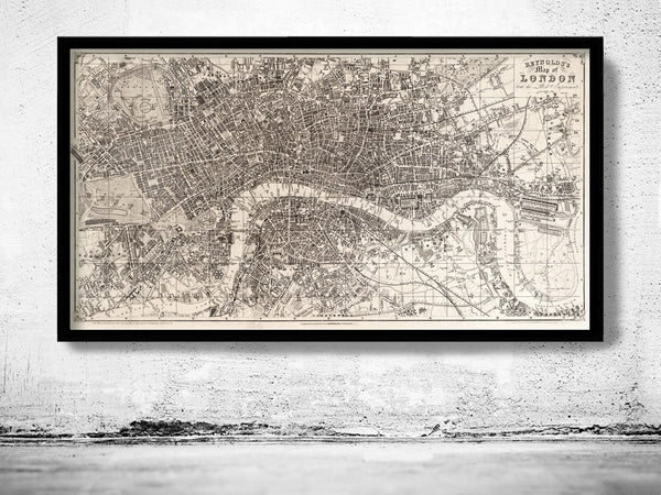 Old Map of London 1851 Vintage Map of London | Vintage Poster Wall Art Print |