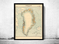 Old Map of Greenland Groenland 1937 Vintage map  | Vintage Poster Wall Art Print |