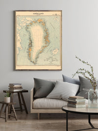 Old Map of Greenland Groenland 1937 Vintage map  | Vintage Poster Wall Art Print |