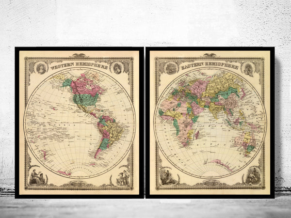 Old Map of the World Map 1875