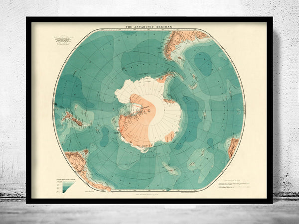 Old Map of Antarctica 1923 Vintage Map of Antarctica | Vintage Poster Wall Art Print | Vintage World Map