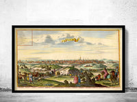 Old Gravure of Moscow Russia 1729 Vintage Panoramic View  | Vintage Poster Wall Art Print |