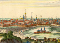 Old Gravure of Moscow Russia 1729 Vintage Panoramic View  | Vintage Poster Wall Art Print |