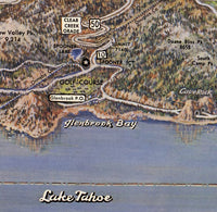 Old Map of Lake Tahoe California and Nevada 1965 | Vintage Poster Wall Art Print |