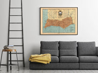 Old Map of Algarve Portugal 1920 Portuguese map  | Vintage Poster Wall Art Print | Vintage Map of Algarve