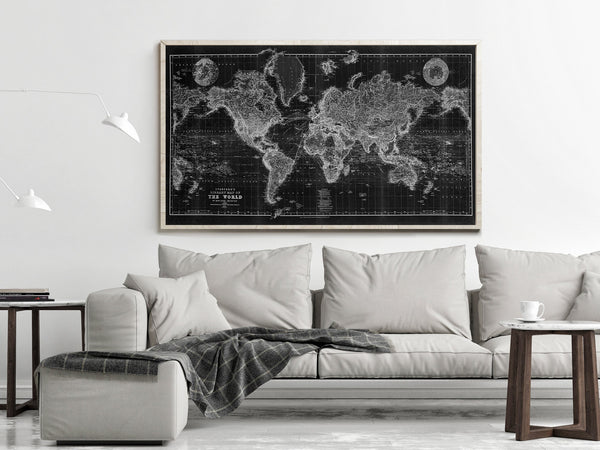 OLD WORLD MAP - Black and Sepia - world map poster print | Vintage Poster Wall Art Print | world map black and white