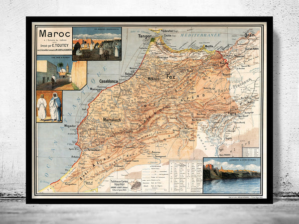 Old Map of Morocco Le Maroc 1925 Vintage Map  | Vintage Poster Wall Art Print | Vintage Map of Morocco