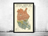 Old Map of Beverly Hills California 1936 Vintage Map | Vintage Poster Wall Art Print |