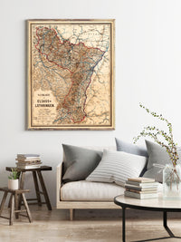 Old Map of Alsace-Lorraine Alsace-Moselle 1885 | Vintage Poster Wall Art Print |