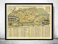 Old Map of Rome Roma Italy 1719 Vintage Map of Rome  | Vintage Poster Wall Art Print |