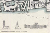 Old Map of Liverpool with gravures, england 1836 Vintage  | Vintage Poster Wall Art Print |